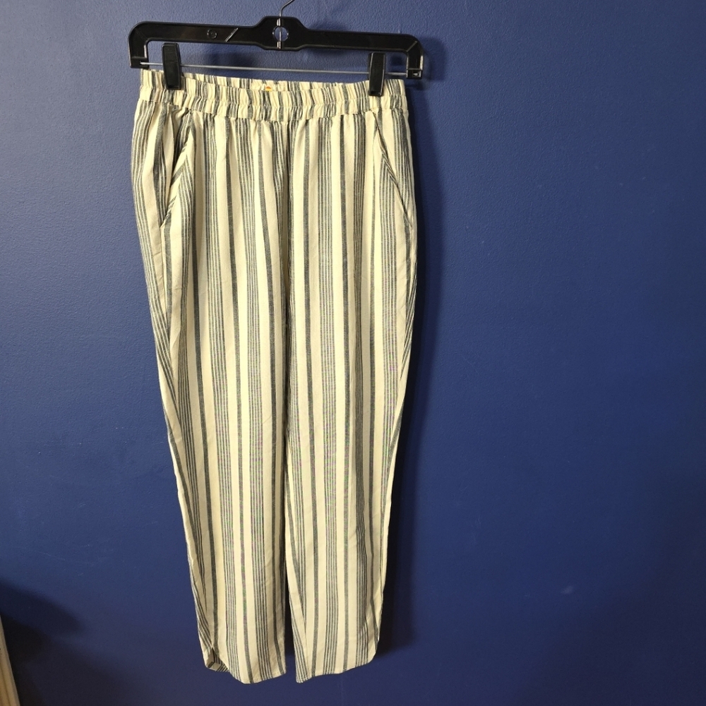 Marine Layer Pants Women X Small Re Spun Crop Pull On Stretch Waist Baige Gray